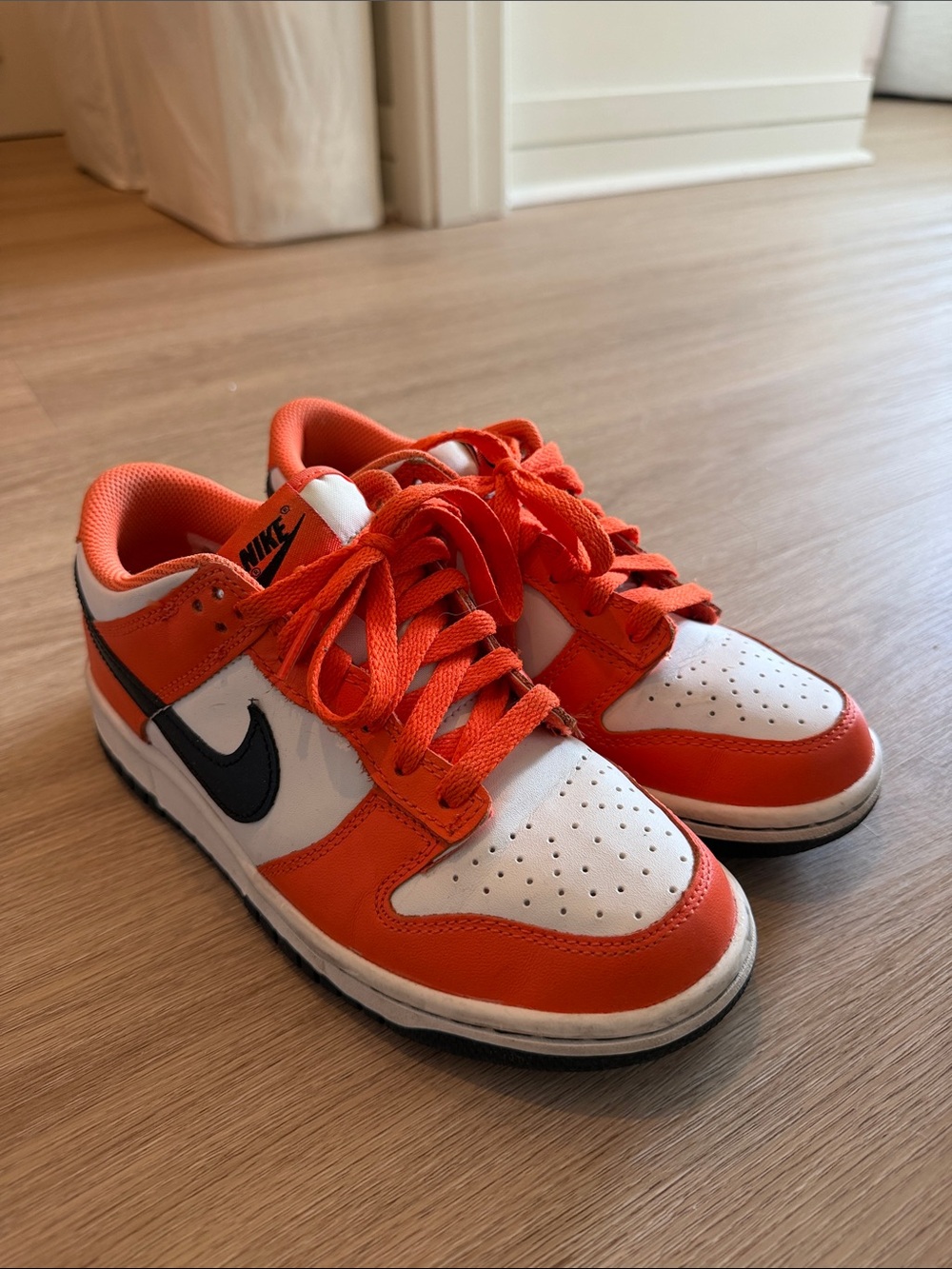 Nike Dunks Low-Top Sneakers - Orange, White & Black